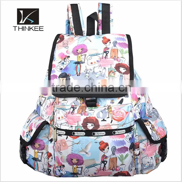 Printed Nylon Backpack Bags Fashion Rucksack Backpack for Girls photo-5