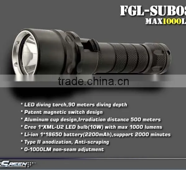 Aluminum Magnetic Rechargeable Xml u2 Underwater Flashlight photo-2