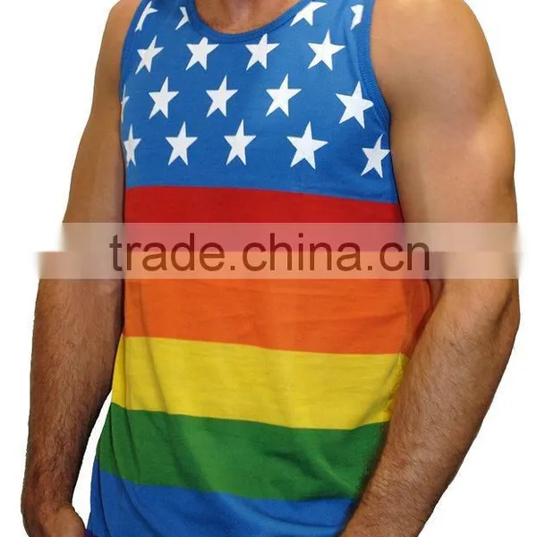 Men's Custom Printing Service Vest Stars & Stripes American Flag Tank Top Shirt photo-5