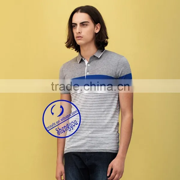 Custom 100% Cotton Stripe Polo Shirt for Men photo-4