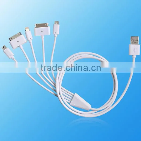Customized Wholesale 5 in 1 Date Cable For Mobile Phone ,Multifuncational Data Cable Charger for Cellphone