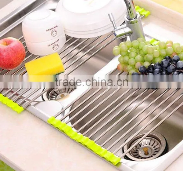 Best Large Commercial Kitchen Folding Over The Sink Compact Stainless Steel Dish Rack, Dish Drying Rack photo-4
