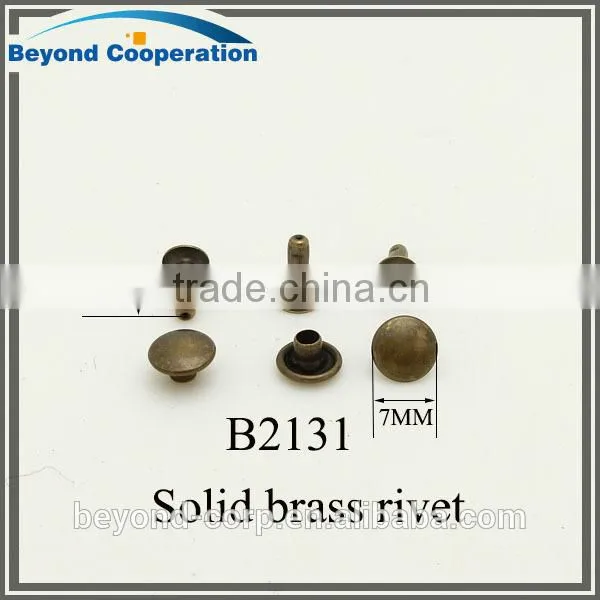 burnish brass finished solid brass rivets for belts and handbags