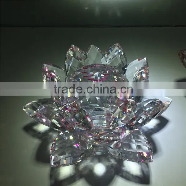Beautiful Artificial Lotus Flower Crystal Glass Ornaments photo-3