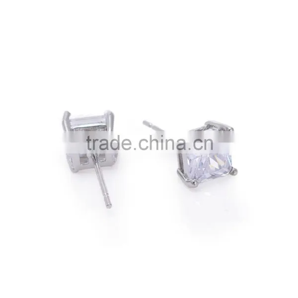 Wholesale Clear Cubic Zirconia Square Design Stud Earrings photo-4