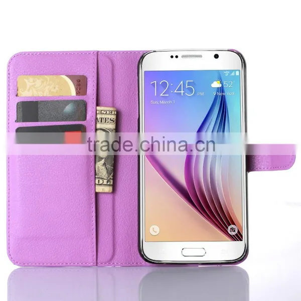 Factory Price Lichee Leather Pouch Wallet Case Folio Stand Cover for Samsung GALAXY S7 Plus photo-5