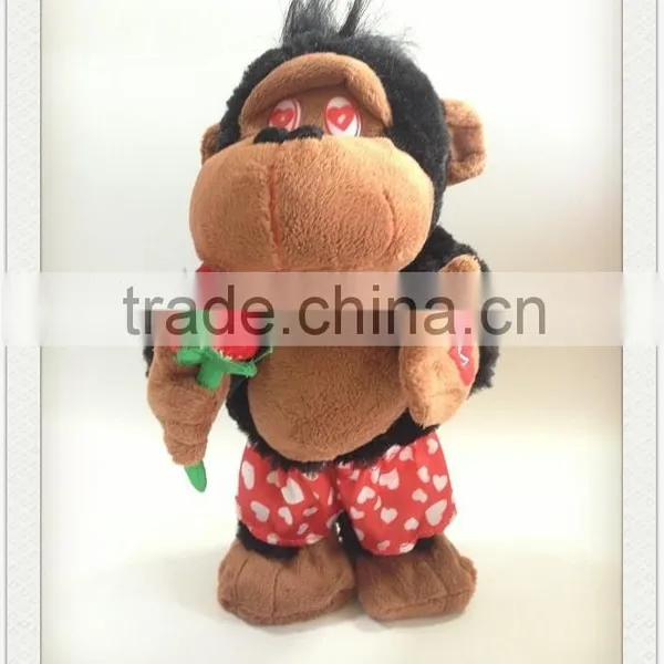 Valentine Gift Dancing and Music Plush Stuffed Red Monkey Toy photo-3
