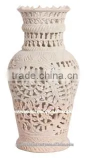 Soapstone Home Decorative Flower Pot with Carving Work