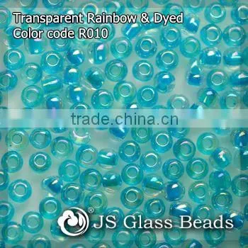 High Quality Fashion JS Glass Seed Beads - R010# Rainbow Dyed Ocean Blue Transparent Rocailles Beads For Garment & Jewelry
