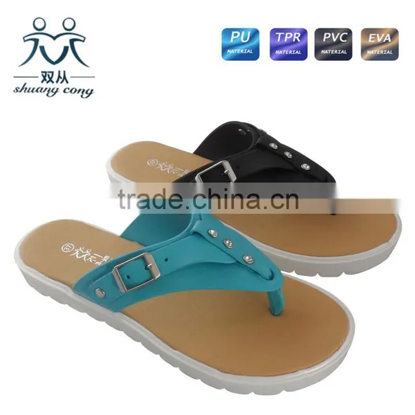 2016 Newest Style PCU Sole Fancy Flip Flop With Buckle Slipper for Lady photo-3