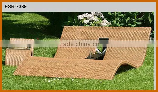 Modern Double Rattan Sun Lounge Wicker Outdoor Lounge Furniture photo-4