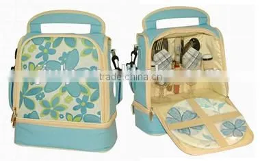 Fashion 600D Polyester Tote Insulated Picnic Bag for Two Person