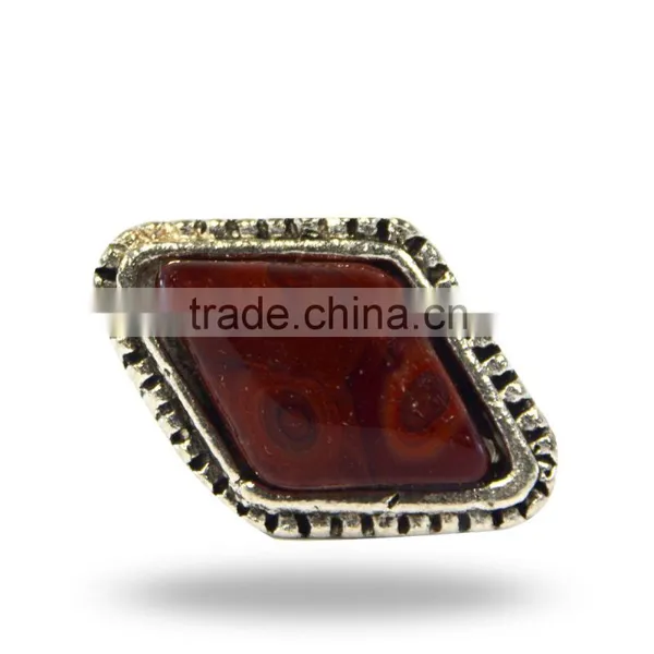Metal Glass Round Black Knob With Red FLower photo-6