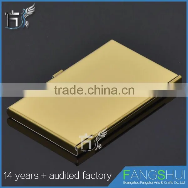 Pocket Stainless Steel & Metal Business Card Holder Case ID Credit Wallet Gold photo-3
