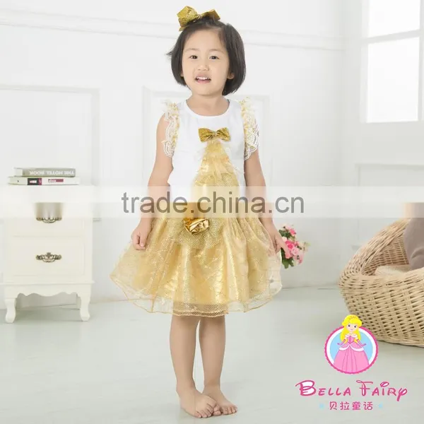 Boutique Baby Girls Birthday Outfit Gold Sequin Skirt,tree Printing Beautiful Kids Baby Dress New,lace Trim Princess Tutu Dress photo-5