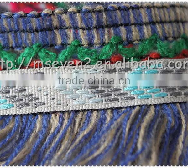6.3cm Polyester Fringe Tassel, Woolen Fringe Trimming With Jacquard, Decorative Jacquard Tape for Garment photo-6