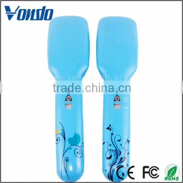 Customized Logo 2 IN 1 Electric Brush Hair Straightener Blue photo-5