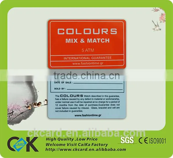 High Quality Black PVC Hot Stamping Warranty Card Guarantee Card photo-5