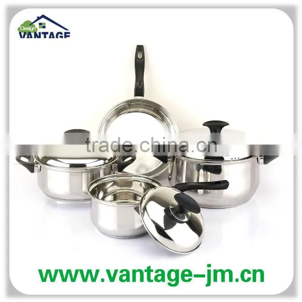 High Quality Bakelite Handle Glass Lids 7pcs Non Stick Stainless Steel Cookware photo-2