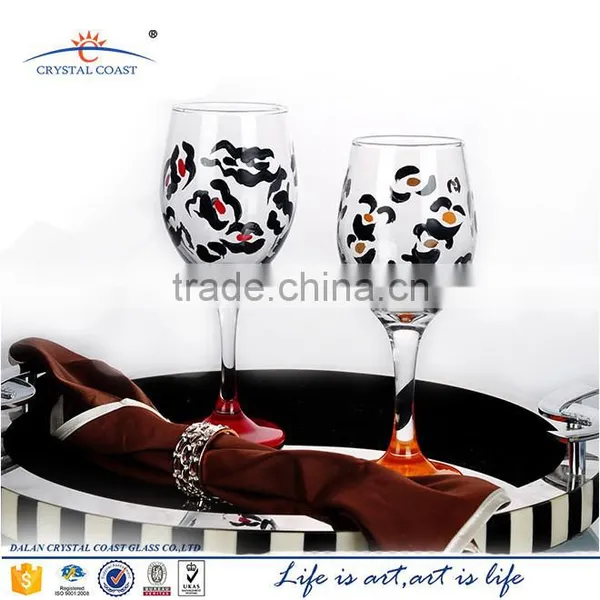 COLORED WINE GOBLET;DECAL GLASS GOBLET;CUSTOM DECORATIVE GOBLET photo-2