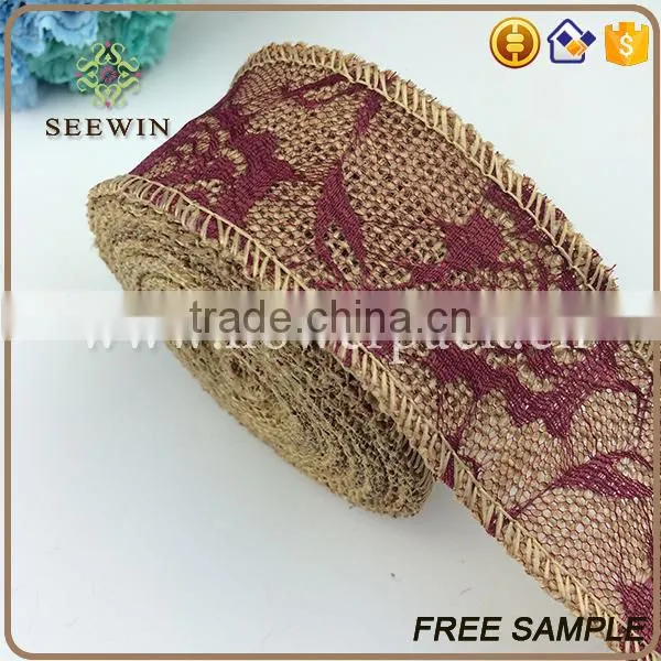 High Quality Raw Natural Jute Italian Ribbon With Rose Pattern for Sales photo-6