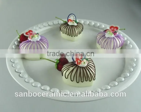Ceramic Cake Stand , Metal Cake Stand White for Wedding & Party With Dome photo-4