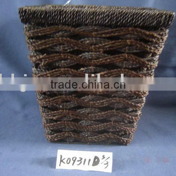 Brown Square Paper Rope Hand-woven Scrap Waste Basket