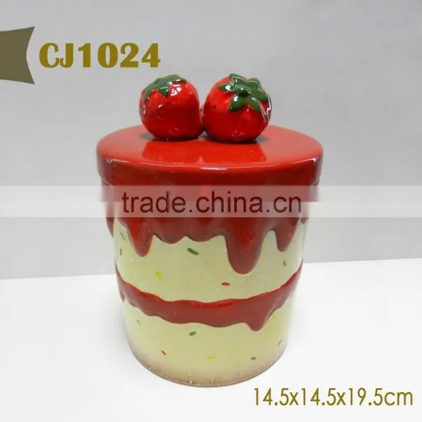 Fruit Cake Shape Ceramic Cookie Jar photo-3