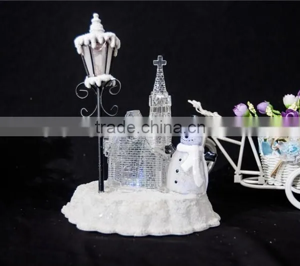 Acrylic Led Light House With Snowman and Lamp for Christmas House photo-2