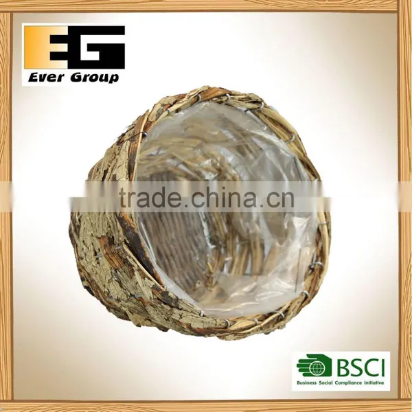 Round Natural Rattan Basket for Garden Planter photo-3