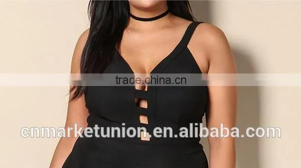 2017 Hot Sale Plus Size Deep V-neck Sexy Dress Clothing for Fat Women photo-4