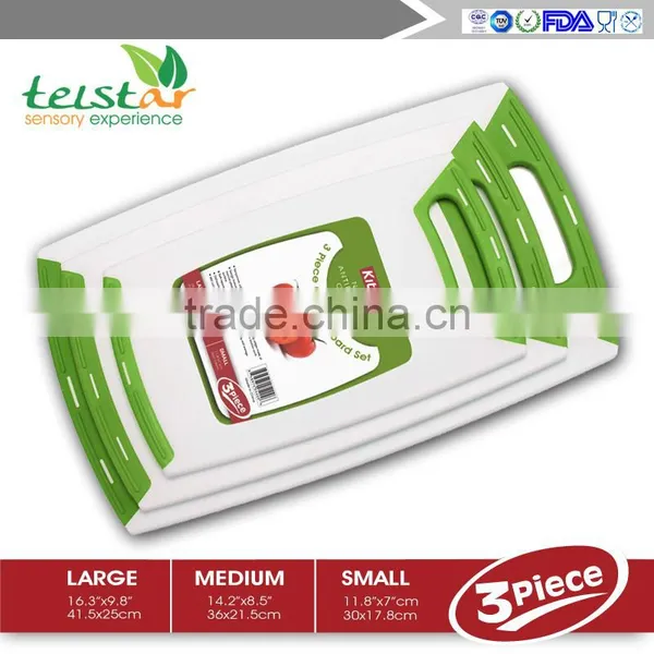 3 Piece Chopping Board Plastic Cutting Board Set With Non-Slip Feet and Deep Drip Juice Groove -Dishwasher Safe -Decorated Your photo-2