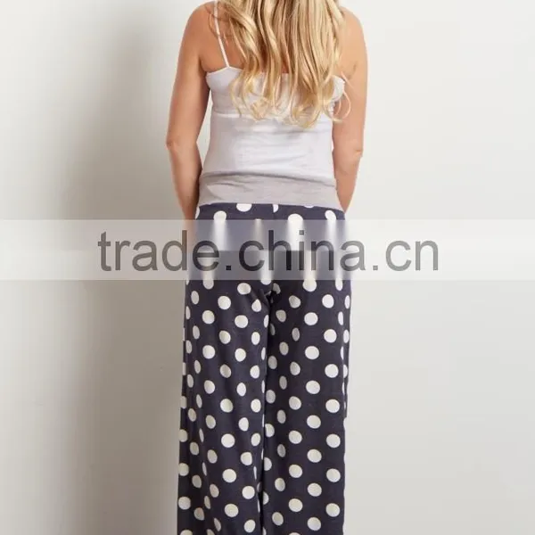 Sexy Adult Breastfeeding Grey Polka Dot Maternity Pajama Pants For Pregnant Women photo-4