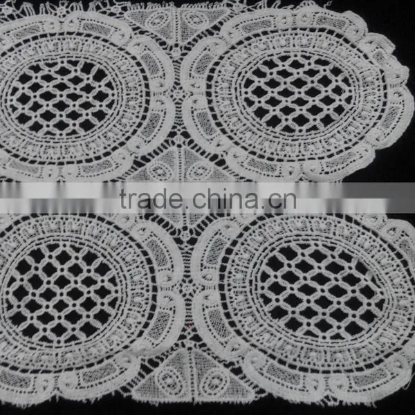 White Cotton Chemical Guipure Embroidered Mesh Lace Fabric