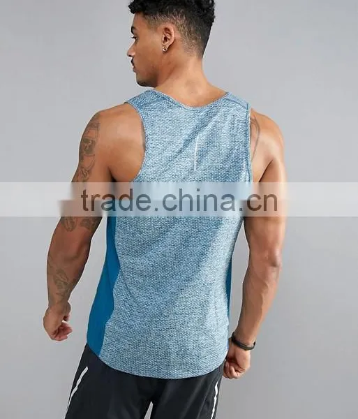 High Quality New Design Summer Cooling Custom Blue Gym Wear Comfortable 100% Polyester Fashion Men Muscle Sport Tank Tops photo-2