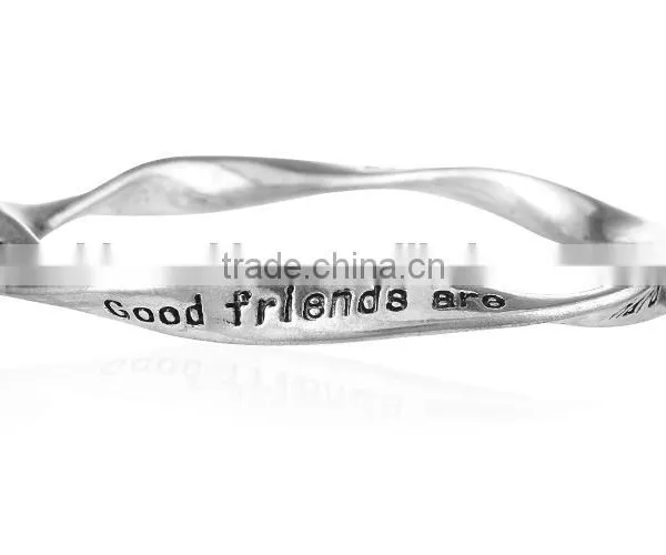 Good Friend Custom Engraved Bangle Fashion Design Friendship Bangles Twist Metal Bangle for Friend Gifts photo-6