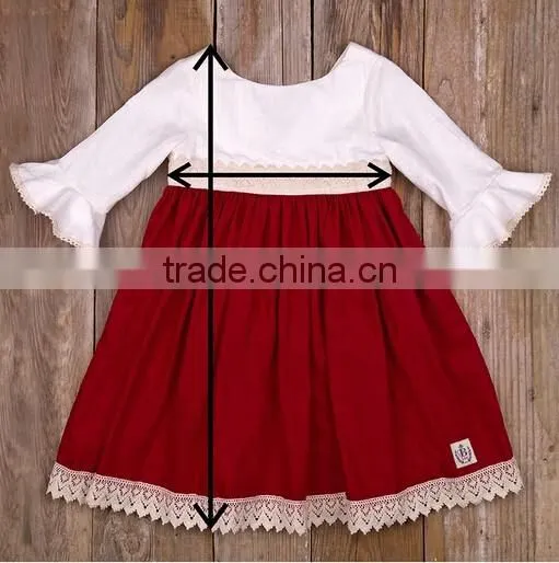 Little Gilrs Christmas Boutique Baby Kids Red Lace Ruffle Christmas Party Dresses photo-4
