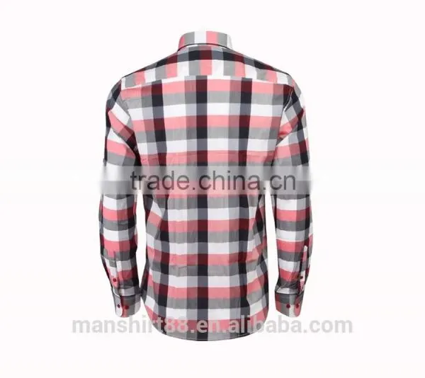 Spandex Cotton Plaid Mens Stretch Shirts photo-3