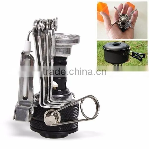 Mini Portable Collapsible Ultralight Backpacking Canister Outdoor Camp Stove Butane Propane Burner for Gas Canisters With Piezo