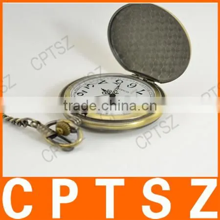 Classical Bronze Polish Men Quartz Pocket Watch With Pendant Chain photo-3