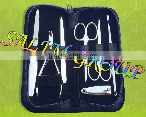 6 Baby Scissors Pusher Nail File Eyebrow Tweezer Set