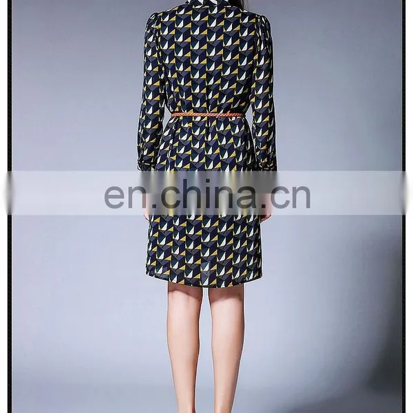 Side Vent Open Chiffon Print Dress Hot Sell Styles Chiffon Bow Dress photo-6