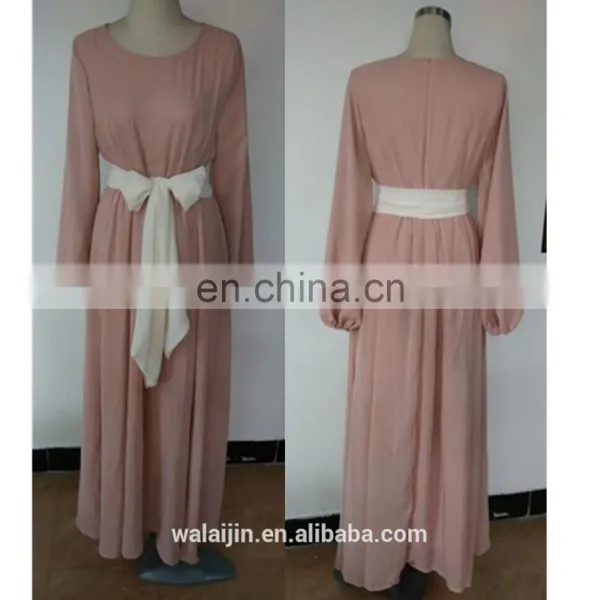 Muslim Woman Dress With Belt High Quality Fashion Muslim Wear