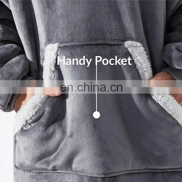 Elaborate Design Super Soft Double Sided Durable Wearable Sherpa Blanket Hoodie For Men Women Children photo-5