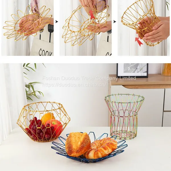 Wholesale Cheap Living Room Modern Simple Kitchen Storage Organizer Folding Fruit Basket photo-4