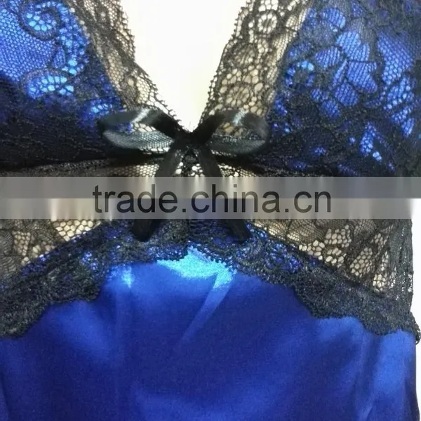 C71675A Very Sexy V-neck and Backness Silk Women Pajamas Suit2016 photo-2