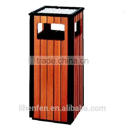 Plastic Wooden Stylish Hot Sale Outdoor Garbage Bin photo-2