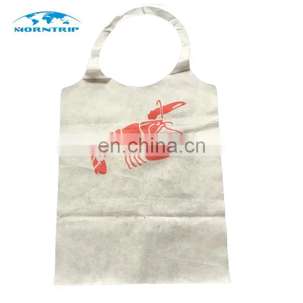 Cheap Custom Printed White Nonwoven Apron Disposable Adult Bib photo-3