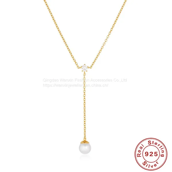 S925 Sterling Silver Long Quality Zircon Collar Chain photo-4