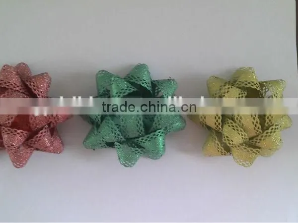 2014 the Newest Design Glitter With Lace Decorative Border Star Bows or Garland Ribbon Flower For Christmas/Wedding Celebration photo-4